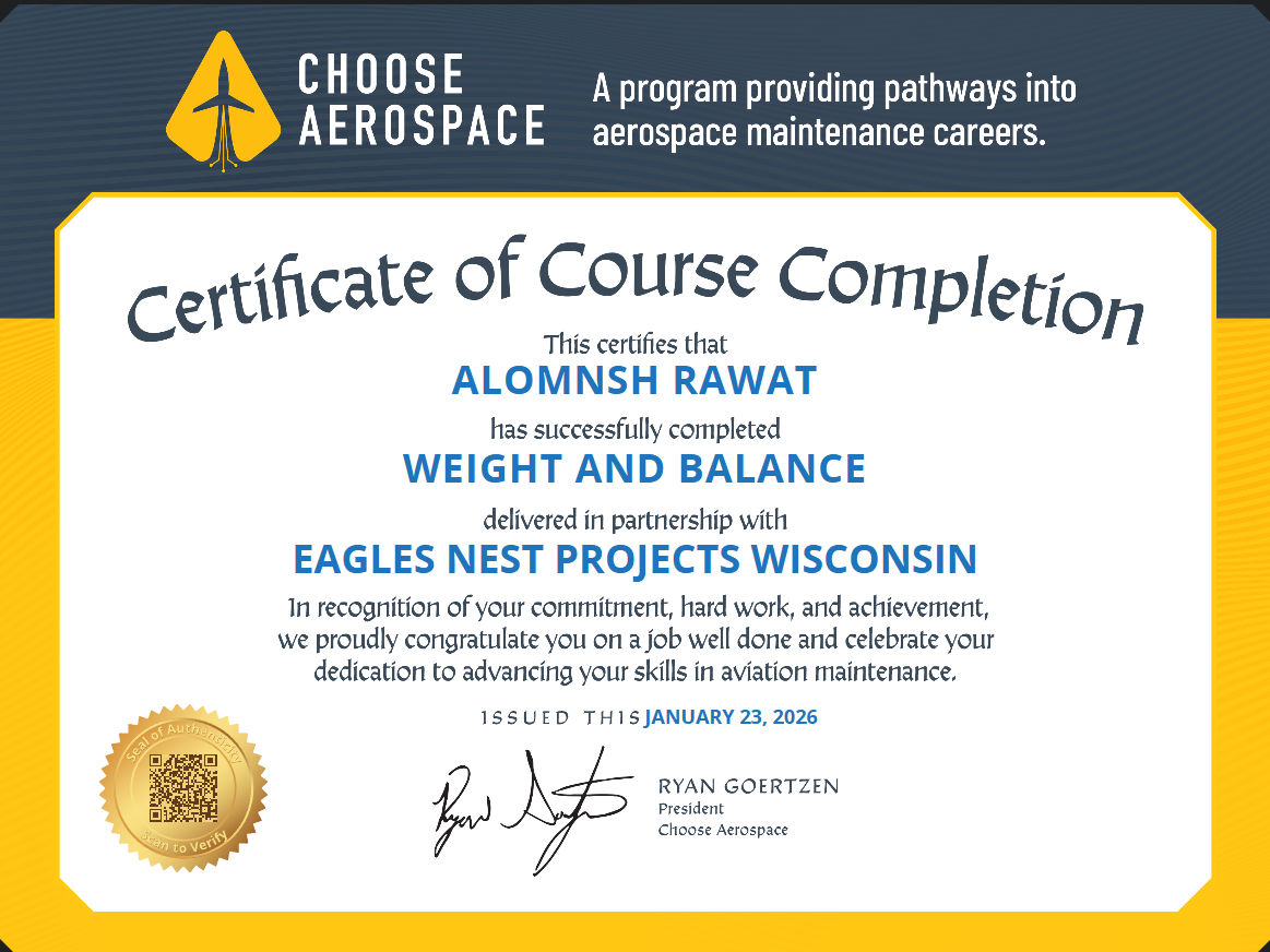 Weight and Balance Certification